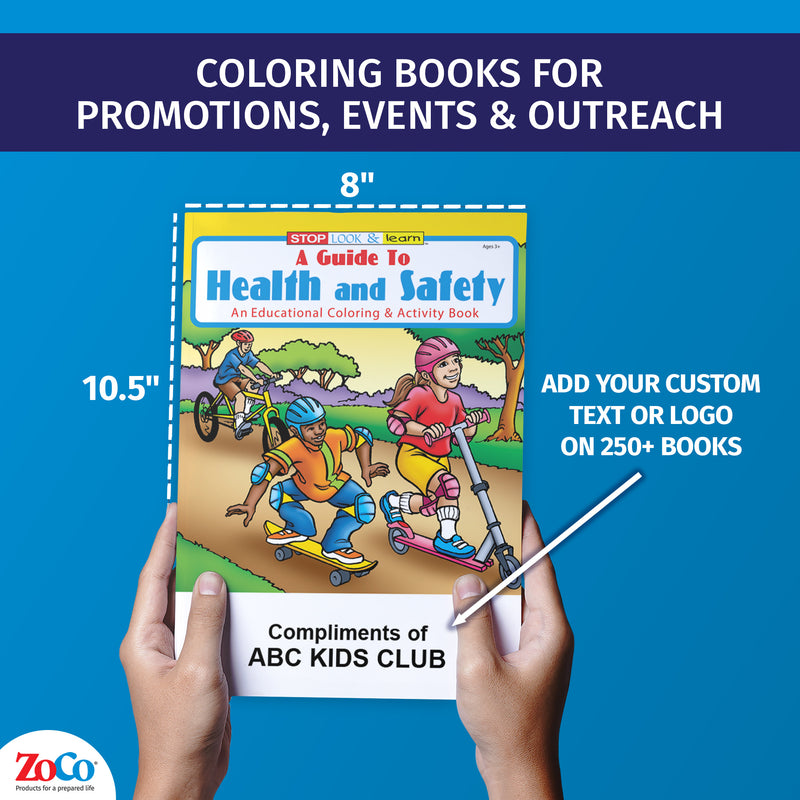 Custom health and safety coloring book with logo or text imprint