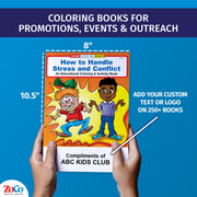 Custom stress management coloring books for kids with organization imprint