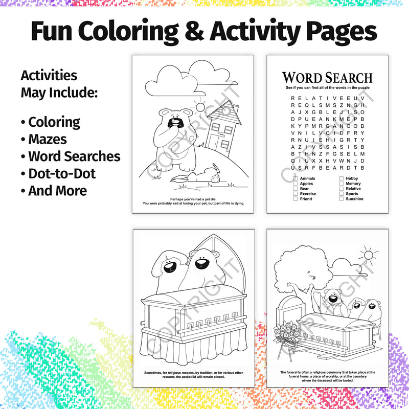 Children’s grief support coloring and activity book