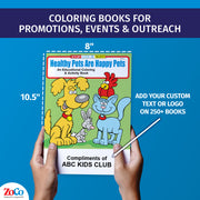 Pet care coloring book inside activity page for children