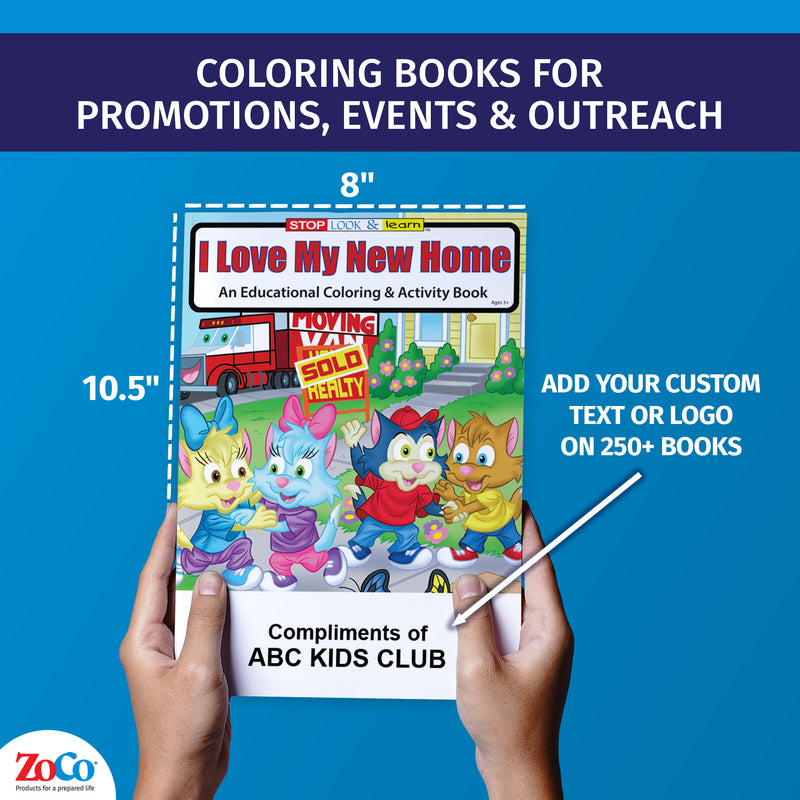 New Home Custom Coloring Books for Kids - Bulk Packs