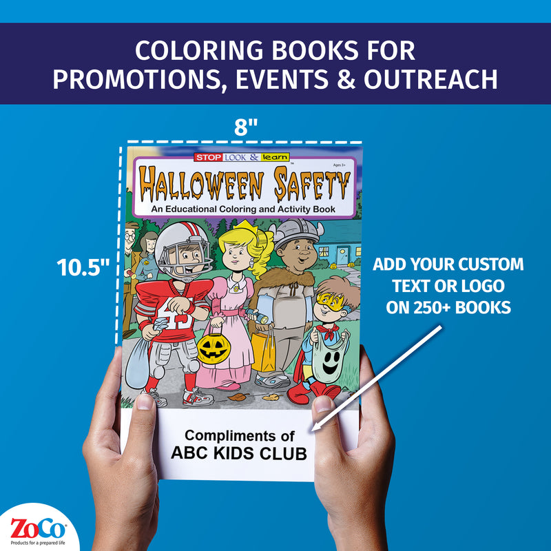 Halloween Safety coloring book inside page teaching safe Halloween habits