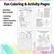 My Heroes coloring activity book inside page about police officers