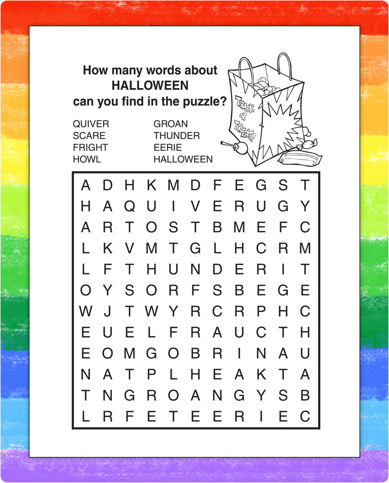 Halloween puzzle page inside kids mini activity pad