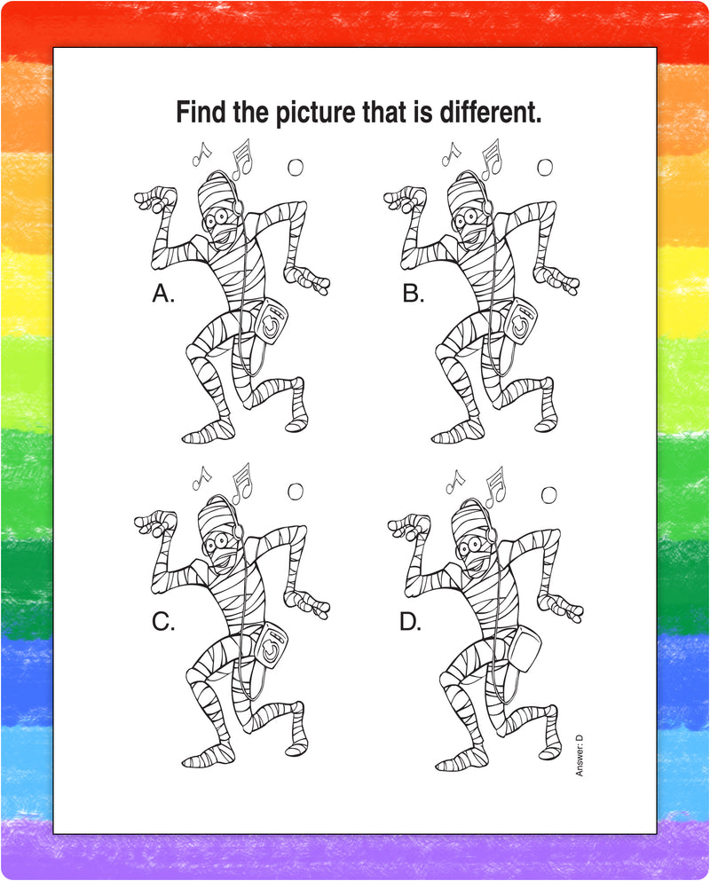 Halloween puzzle page inside kids mini activity pad