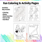 Christmas coloring activity pages for kids