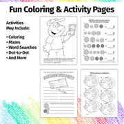 Inside pages of My Savings Account kids coloring book