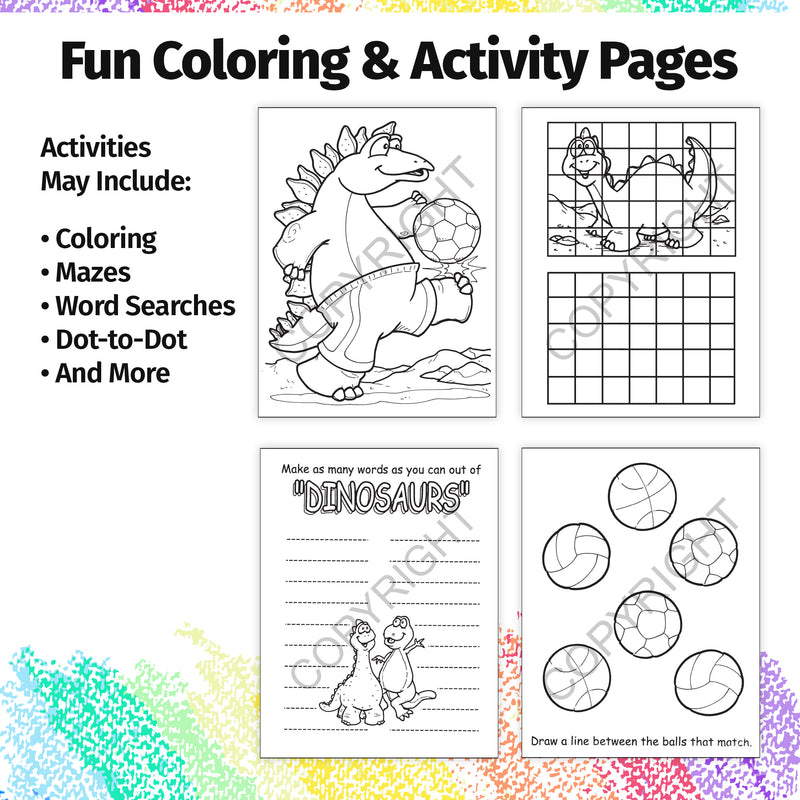 Inside pages of Let’s Color kids coloring and activity book