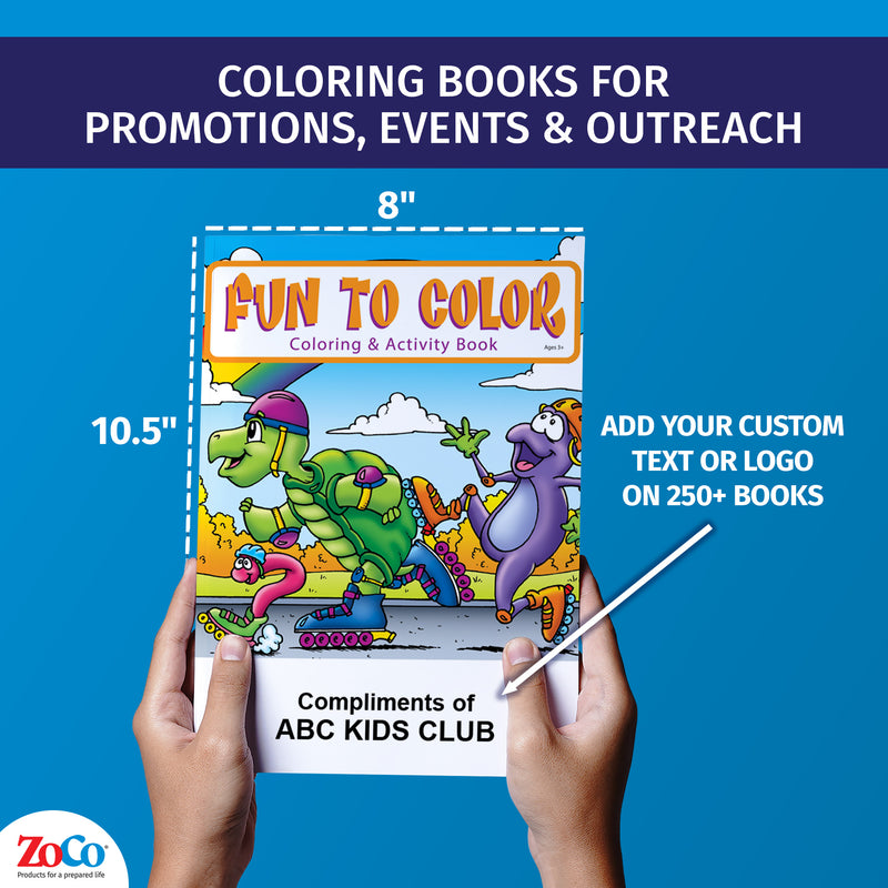 Kids coloring book with simple fun pictures and activities