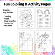 Inside pages of Coloring Friends kids coloring and activity book
