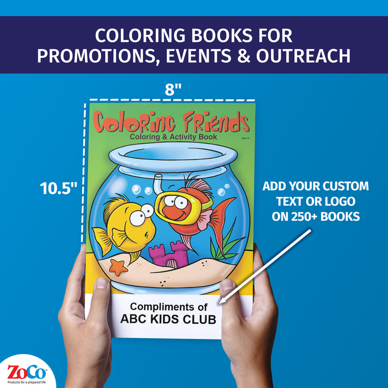 Kids coloring book with fun friendship themed activities