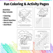 Kids aviation coloring book with airplane activities and games