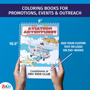 Aviation Adventures coloring book for kids featuring airplanes and aircraft