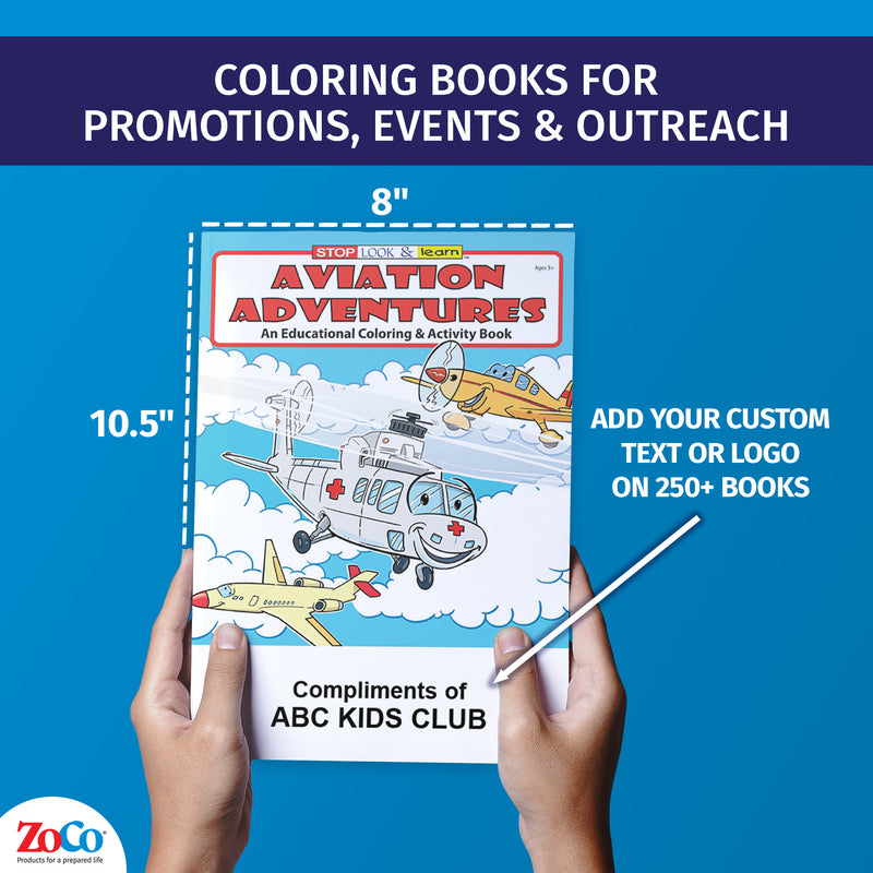 Aviation Adventures coloring book for kids featuring airplanes and aircraft