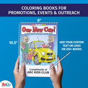 Kids car coloring book with vehicles and automotive themed activities