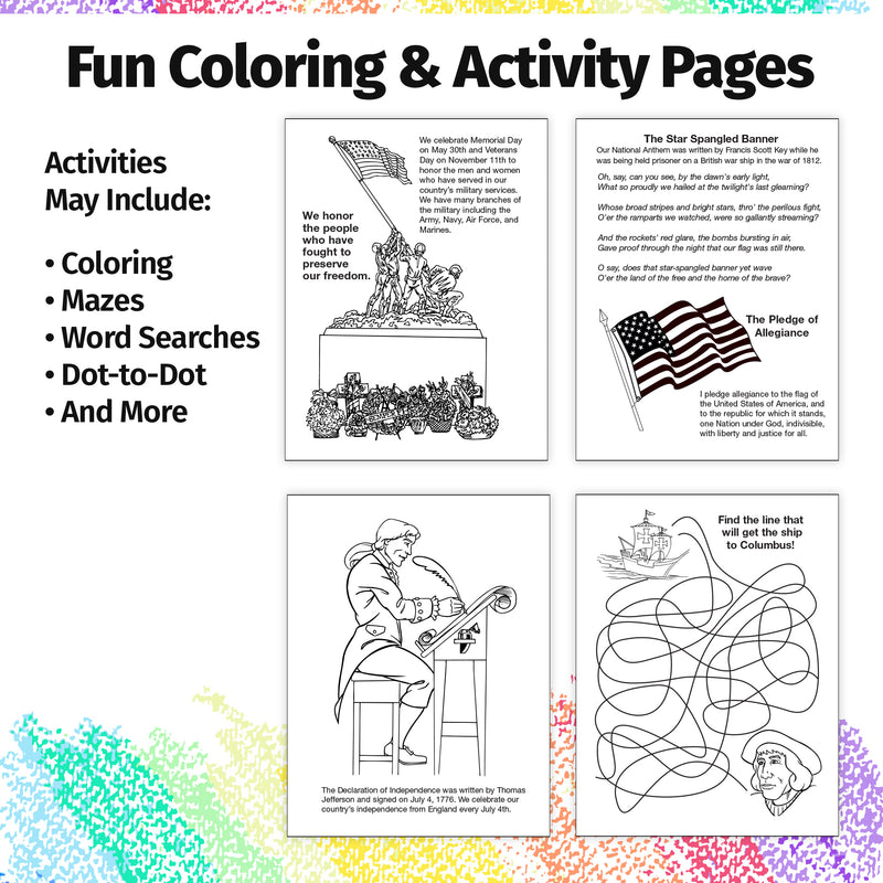 Custom patriotic coloring books for schools museums and community events