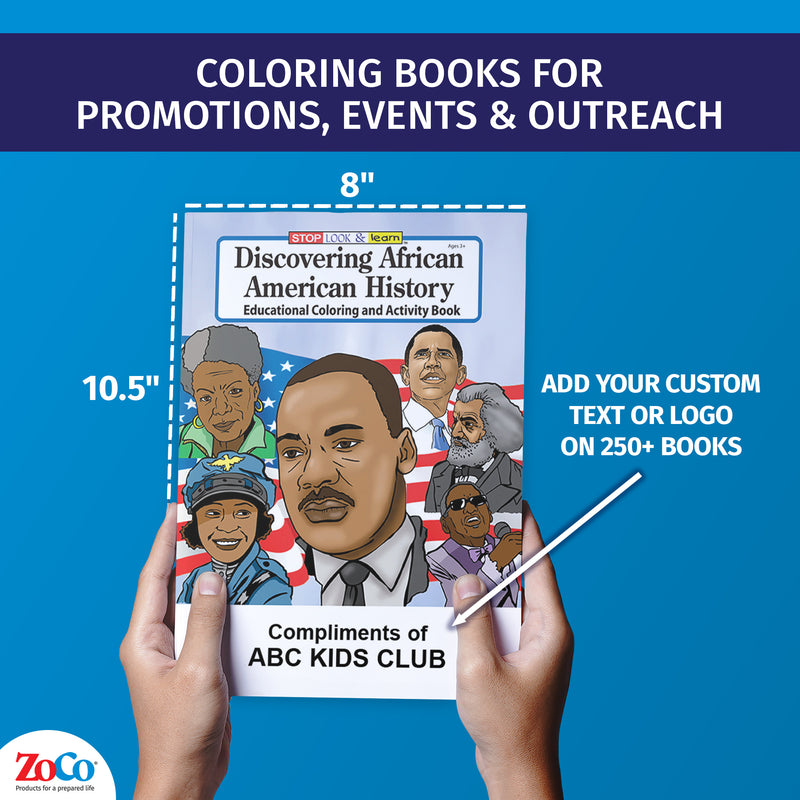 Custom Black History Month coloring book with imprint