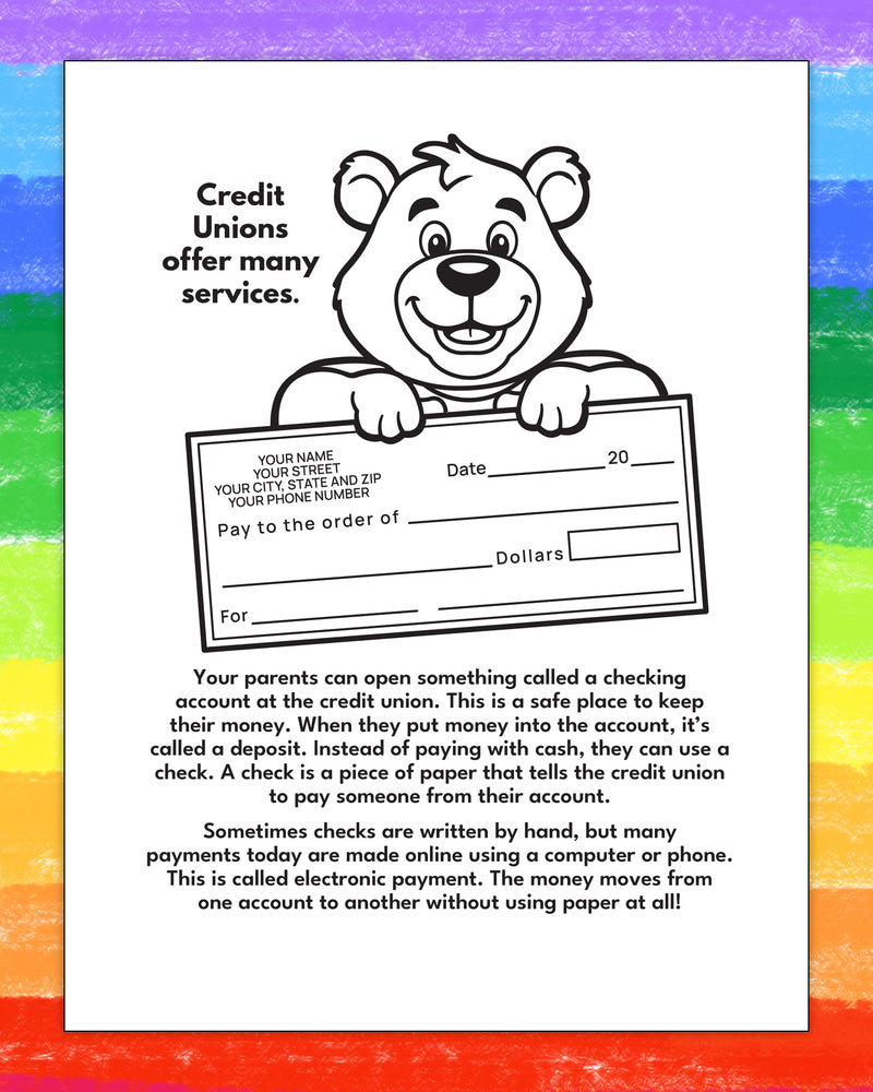 A Trip to The Credit Union - Kids Coloring & Activity Books - 8" x 10.5"