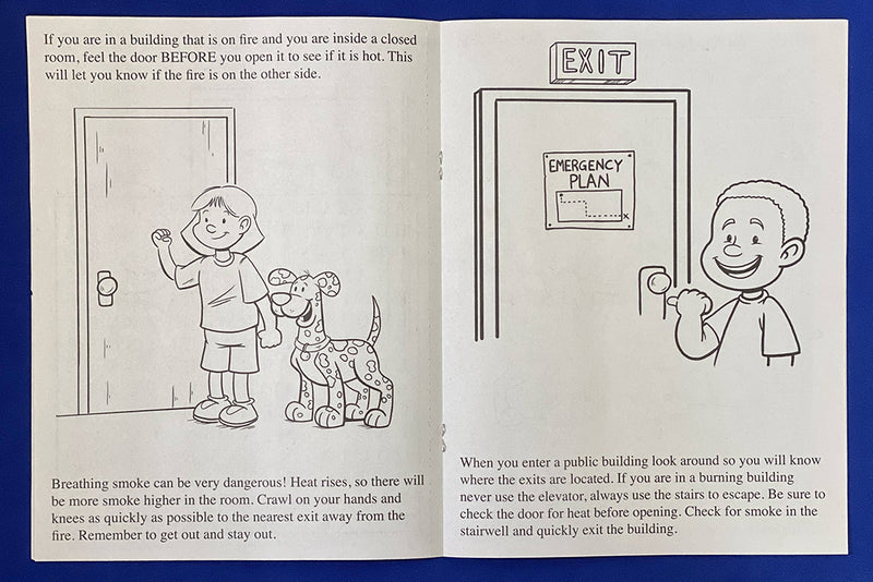 Inside pages of A Visit to the Fire Station kids coloring and activity book