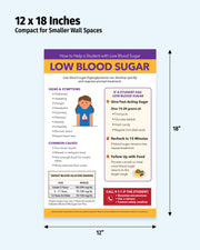 Low blood sugar and hypoglycemia first aid poster - 12 x 18 laminated