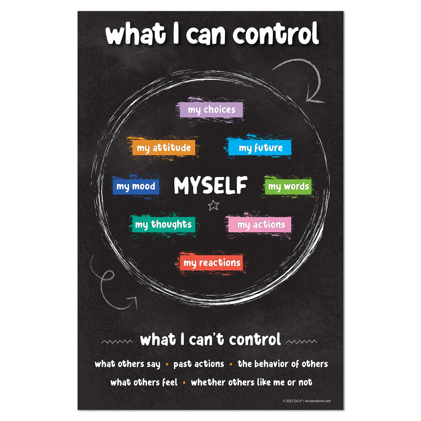 What I Can Control, What I Can't Control - Growth Mindset Poster - 12"x18" - Laminated
