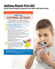This laminated 12 × 18 school safety poster provides clear, step-by-step guidance for supporting a student during an asthma attack
