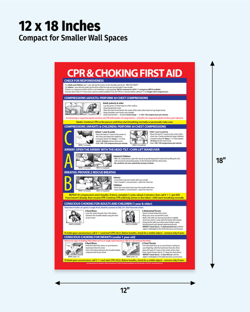 CPR and Heimlich Maneuver — Laminated Poster — 12 × 18