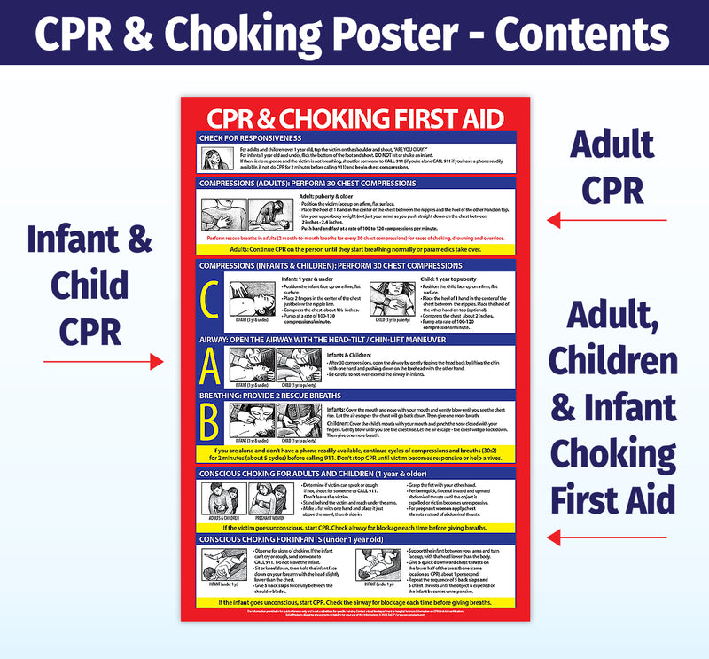 CPR and Heimlich Maneuver - Laminated Poster - 12"x18"