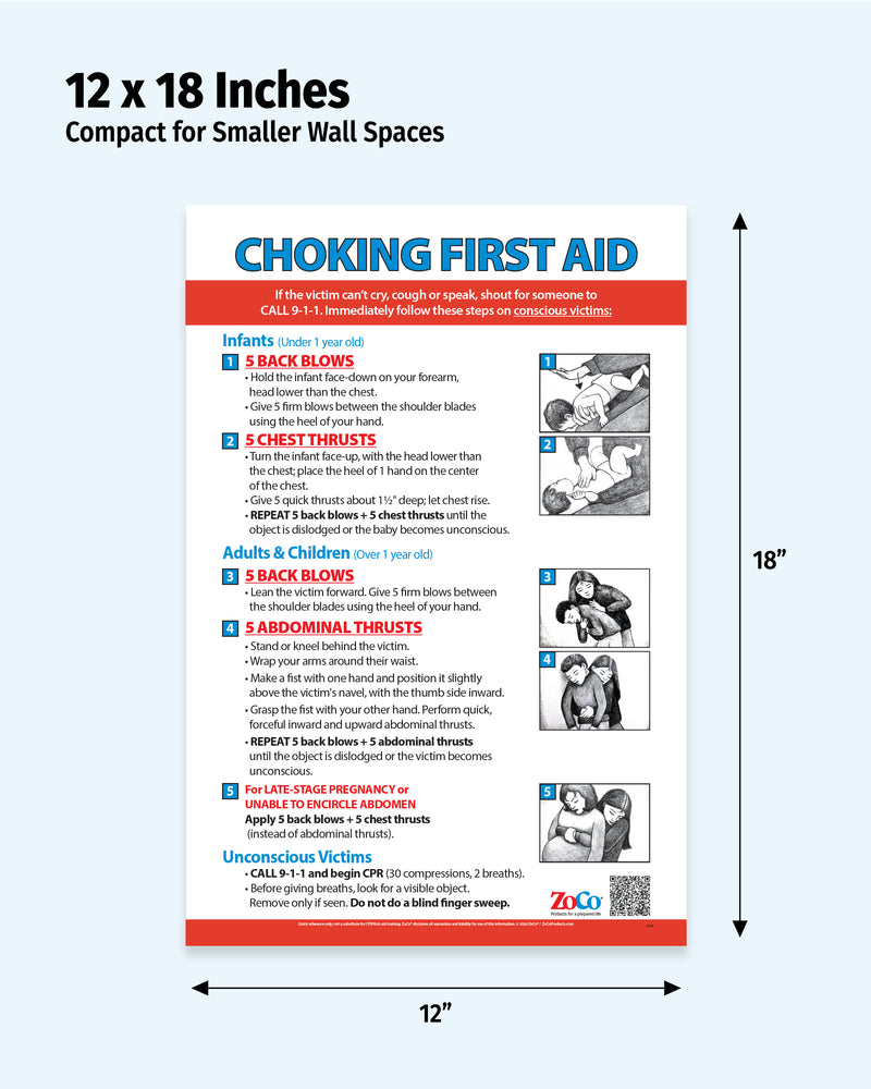 Choking: Heimlich Maneuver for Infants, Children & Adults — Laminated Poster