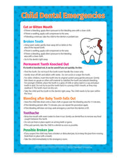 An informational poster titled 'Child Dental Emergencies' 