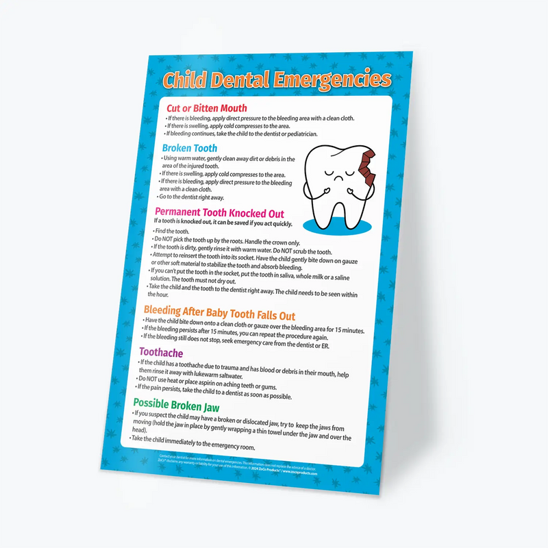 Kids Dental Emergencies - Laminated Poster - 12"x18"