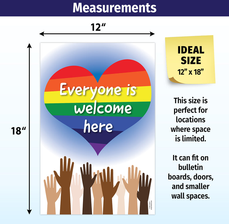 Everyone Is Welcome Here — Laminated Diversity Poster — 12 × 18