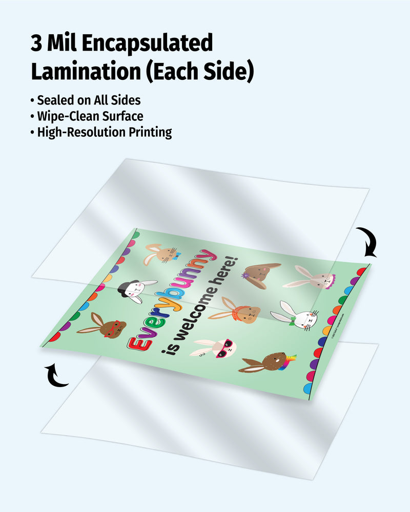 Everybunny Is Welcome Here — Laminated Poster — 12 × 18