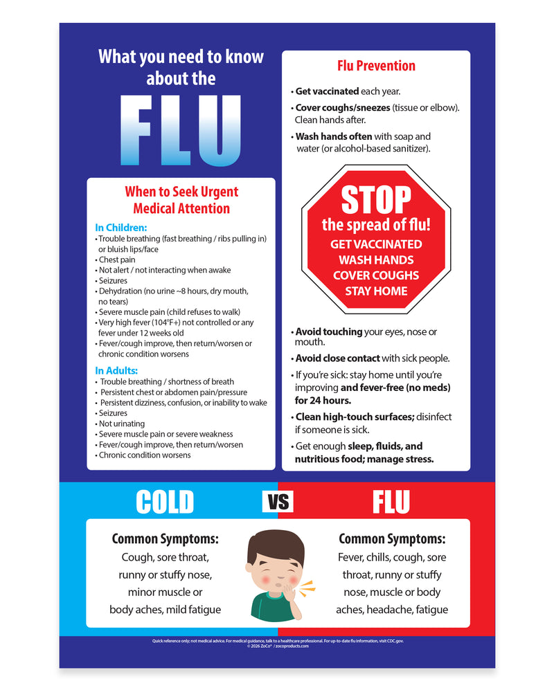 What You Need to Know About the Flu — Laminated Poster