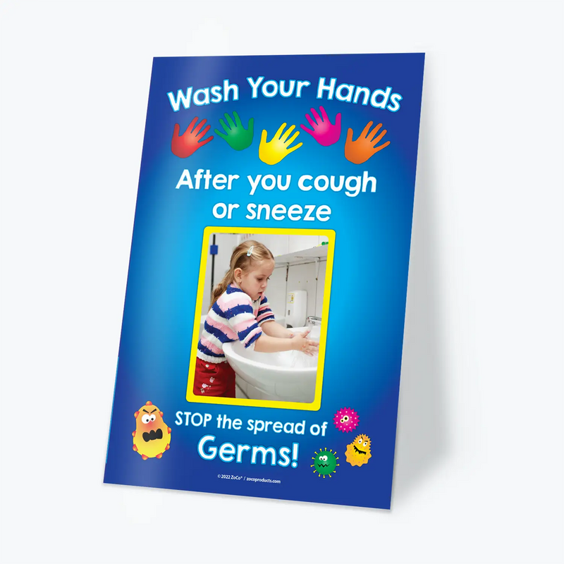 Hand Washing for Kids - Laminated Classroom Poster - 12"x18"