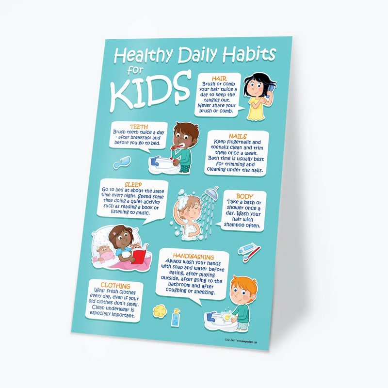 Kids 7 Healthy Daily Habits - Laminated Poster - 12"x18"
