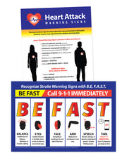 Heart Attack & Stroke Warning Signs Poster 2-Pack - Laminated - 12 x 18