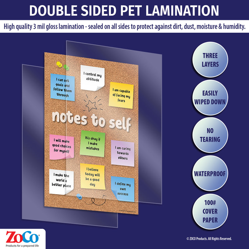 All posters are manufactured with double sided 3 mil thick encapsulated lamination - ZoCo Products