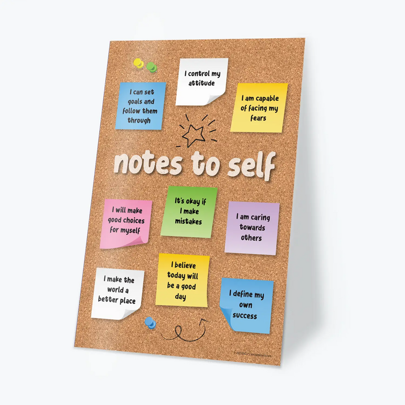 Notes to Self Poster - Laminated Inspirational Poster - 12"x18"