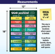Think Positive! - Growth Mindset Poster - 12"x18" - Laminated
