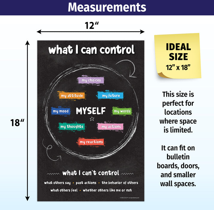 Things I Can Control - Growth Mindset Poster - 12"x18" - Laminated