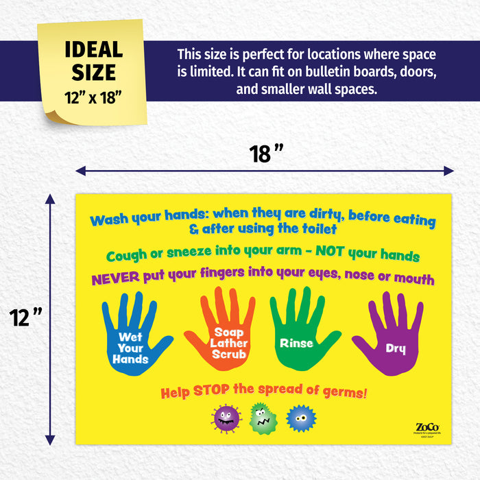 Hand Washing Instructions for Kids Poster