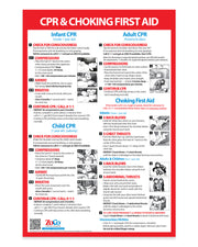 CPR & Choking: Infant, Child & Adult — Laminated First Aid Poster