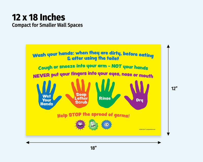 Kids handwashing laminated poster 12x18