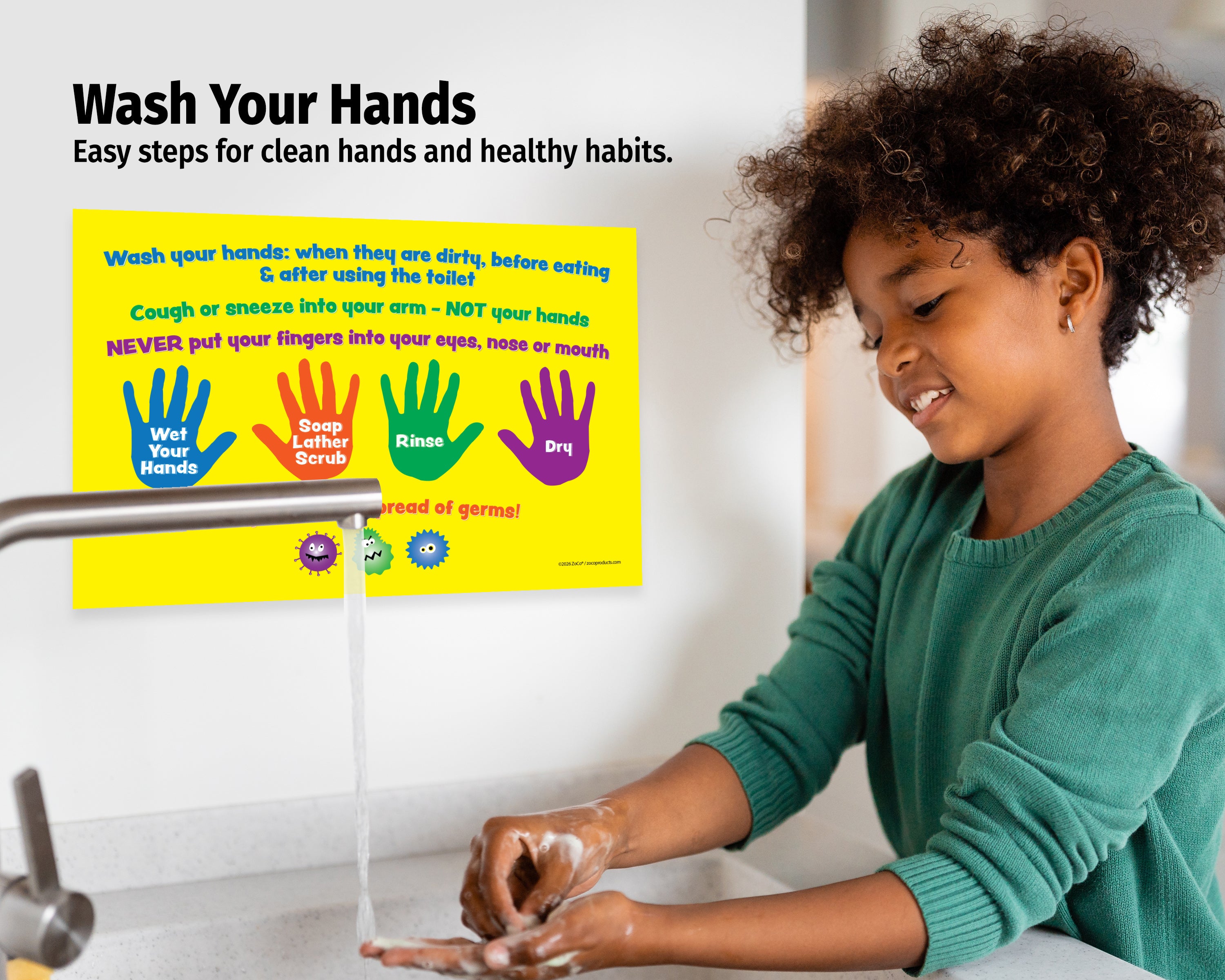 Kids Handwashing Instructions Poster — ZoCo Products