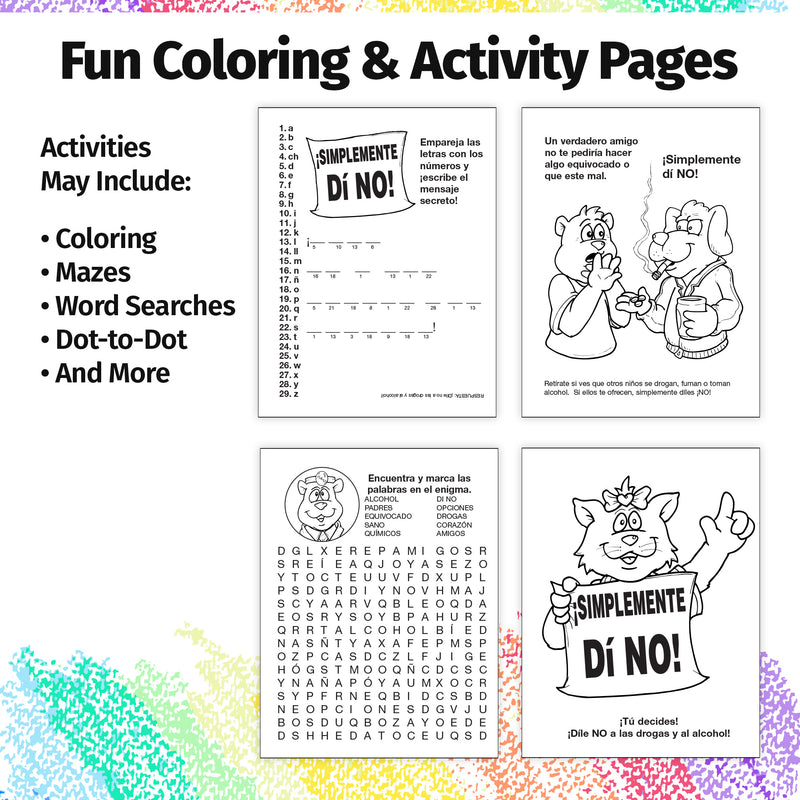 Drug prevention education coloring book for Spanish-speaking kids
