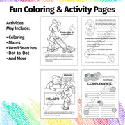Kids Spanish financial education coloring book about saving money