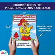 Custom Spanish fire prevention coloring book with imprint
