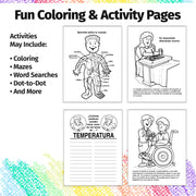 Spanish healthcare coloring book for kids about hospital visits