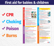Infant & Child CPR, Choking, Poisoning & Burns First Aid Poster - Laminated